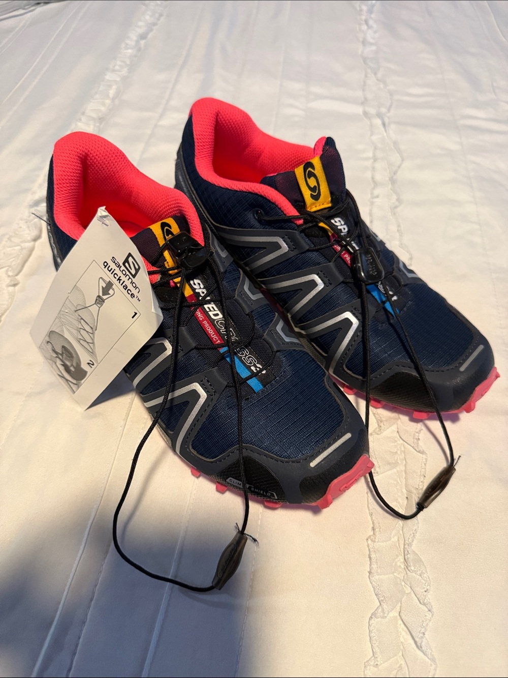 Salomon Women's Navy Blue and Pink Trail Sneakers
